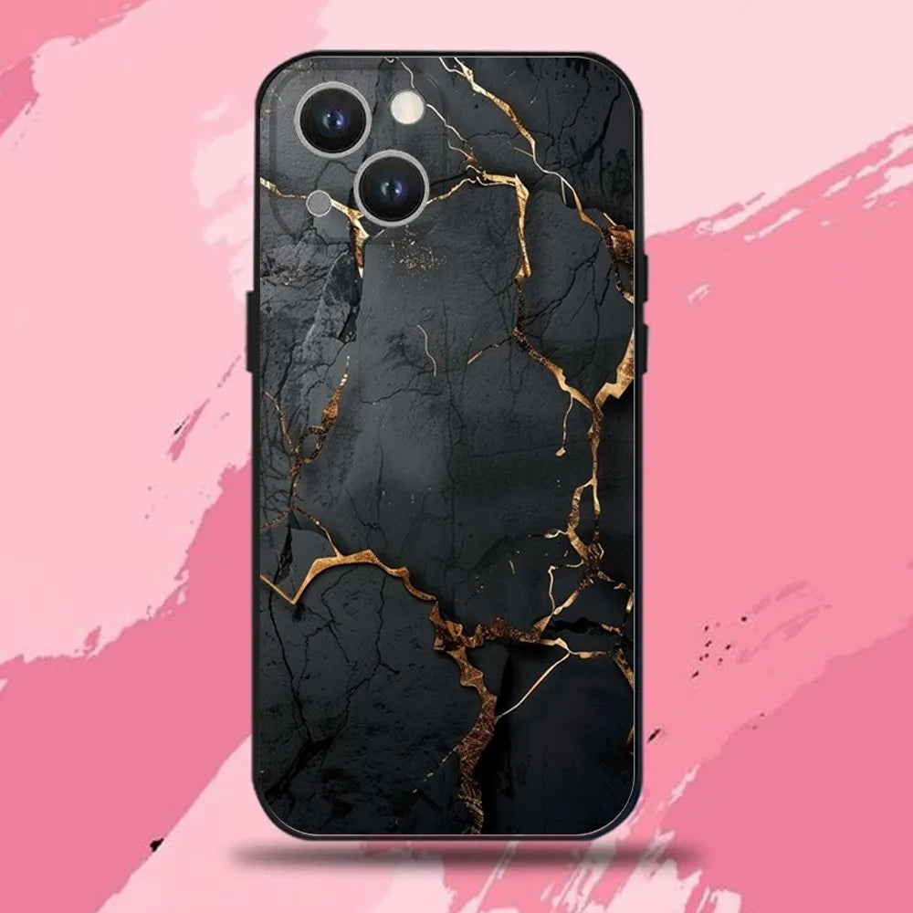 Black Gold Marble Case — Soft TPU Full Coverage Cover for iPhone