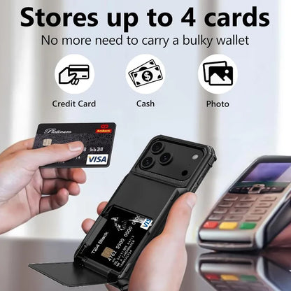 Wallet Case with Hidden Card Slot — Dual Layer Shockproof Protection