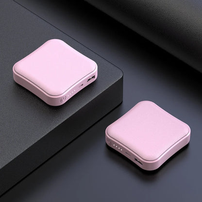 8,000mAh Mini Power Bank — Compact Portable Charger with LED Light in Pink & Black