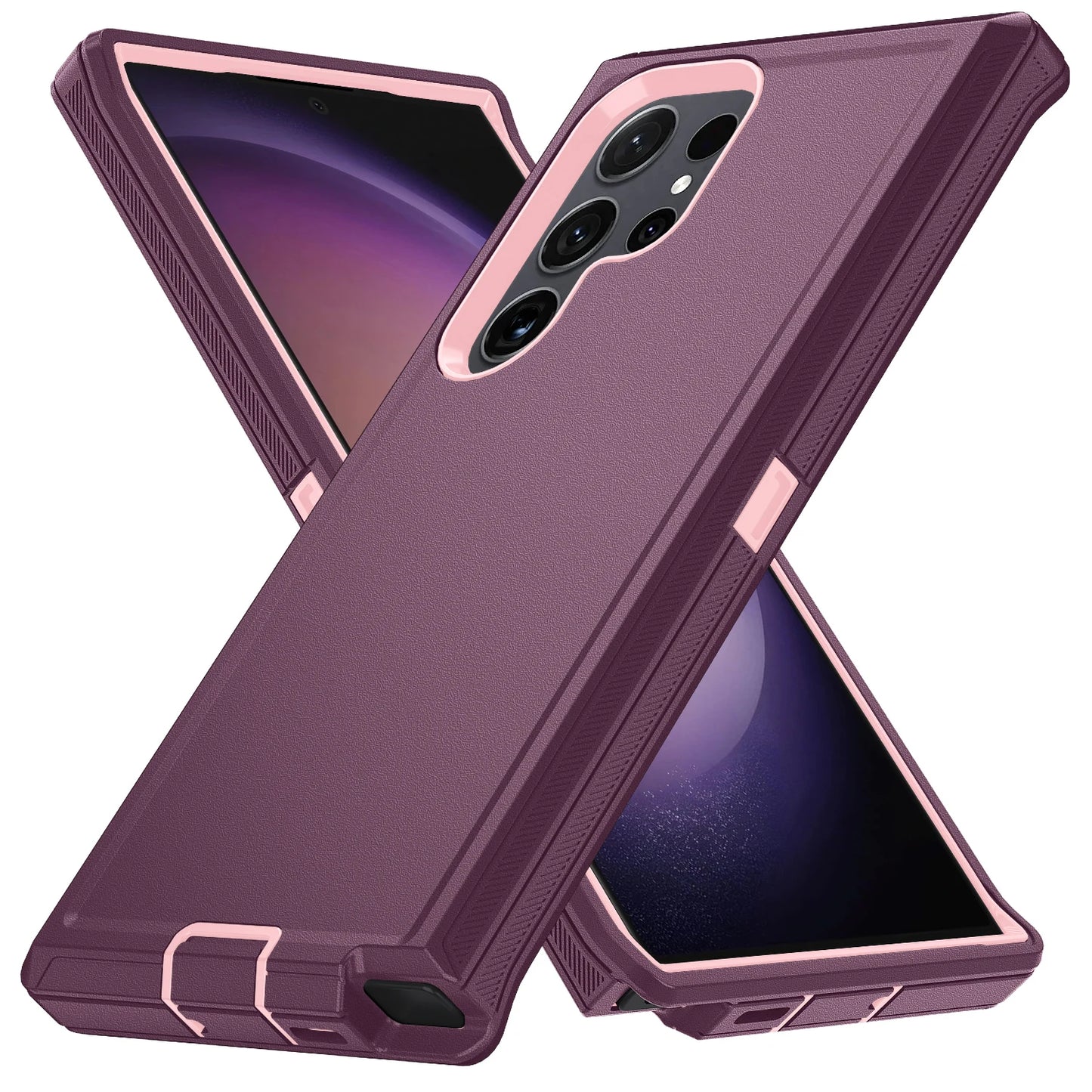 جراب حماية مدرّع لهاتف Samsung Galaxy – غطاء صلب مقاوم للصدمات مزدوج الطبقات من البولي كربونات والبولي يوريثان الحراري
