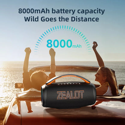 Zealot P12 Portable Bluetooth Speaker — 60W IPX6 Waterproof with Carry Handle