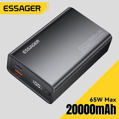 Essager 20,000mAh Power Bank — 65W PD Fast Charging for Laptops & Phones