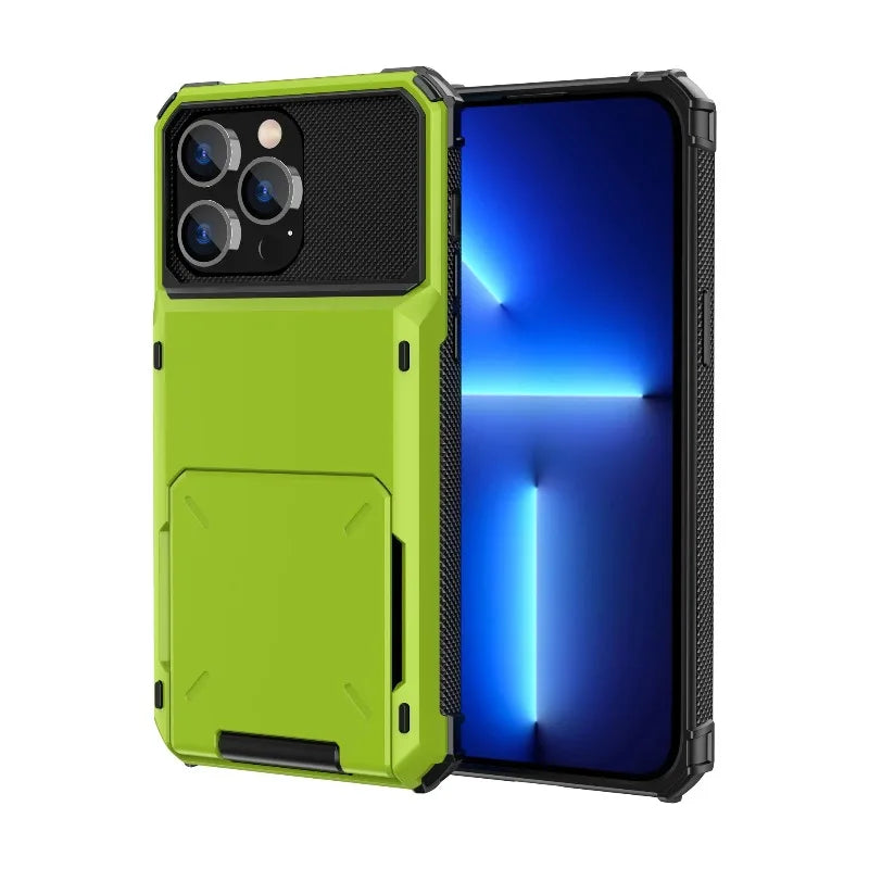 Wallet Case with Hidden Card Slot — Dual Layer Shockproof Protection
