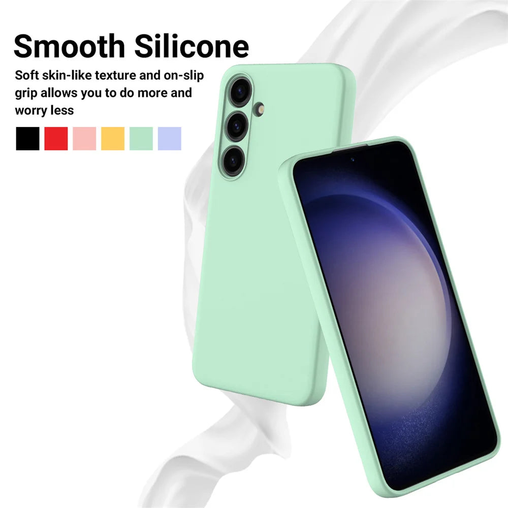 Liquid Silicone Samsung Galaxy Case — Camera Lens Protector Soft Cover