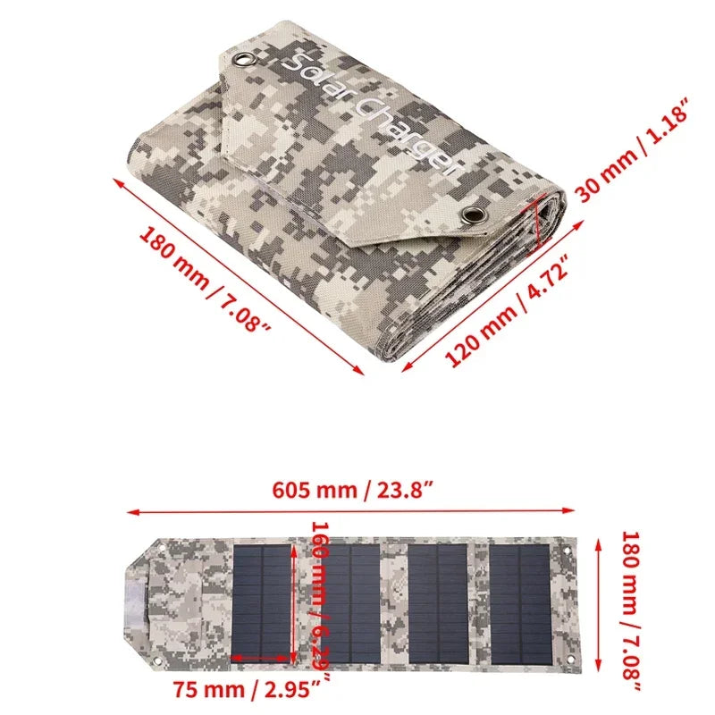 Foldable Solar Panel Charger — Waterproof USB Solar Charger for Camping & Outdoors