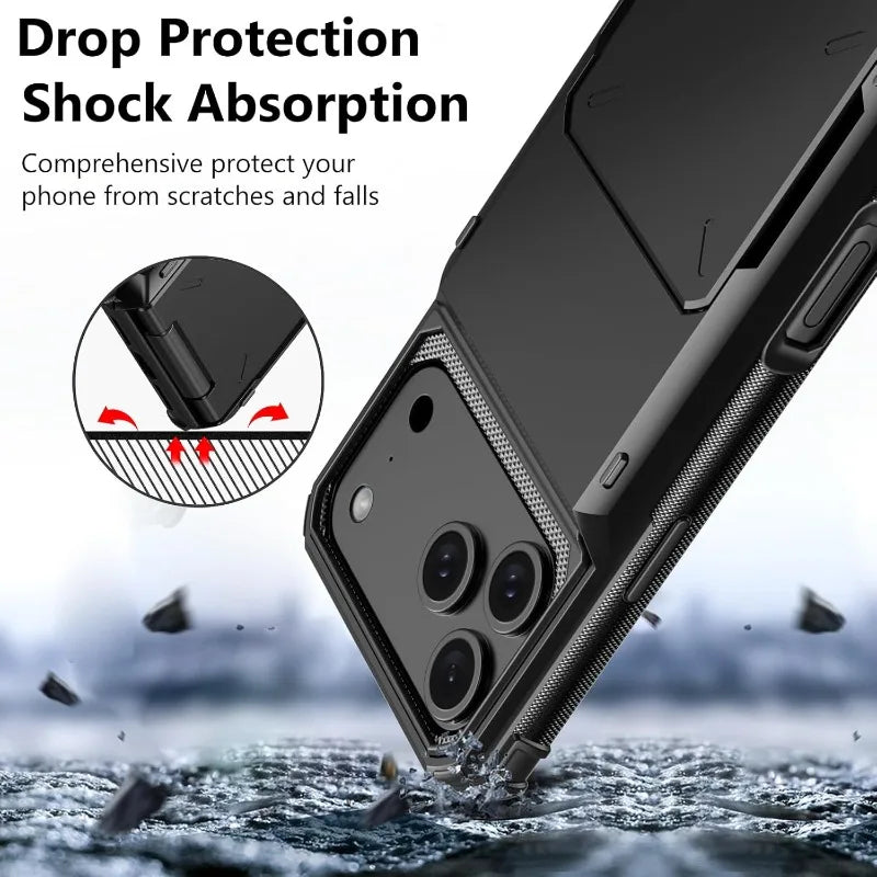 Wallet Case with Hidden Card Slot — Dual Layer Shockproof Protection