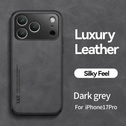 Luxury Leather iPhone Case — Magnetic with Metal Plate & Car Mount Support