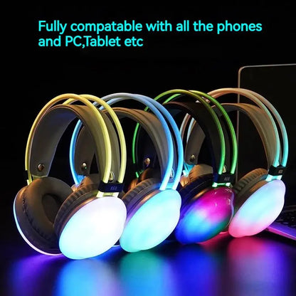 RGB Gaming Headphones — Wireless Bluetooth 5.3 Over-Ear with HD Mic