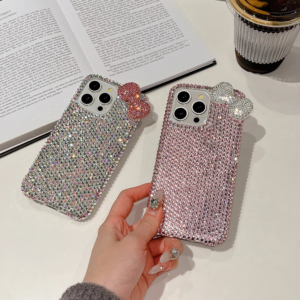 3D Bow Glitter Case — Crystal Diamond Bling Cover for iPhone