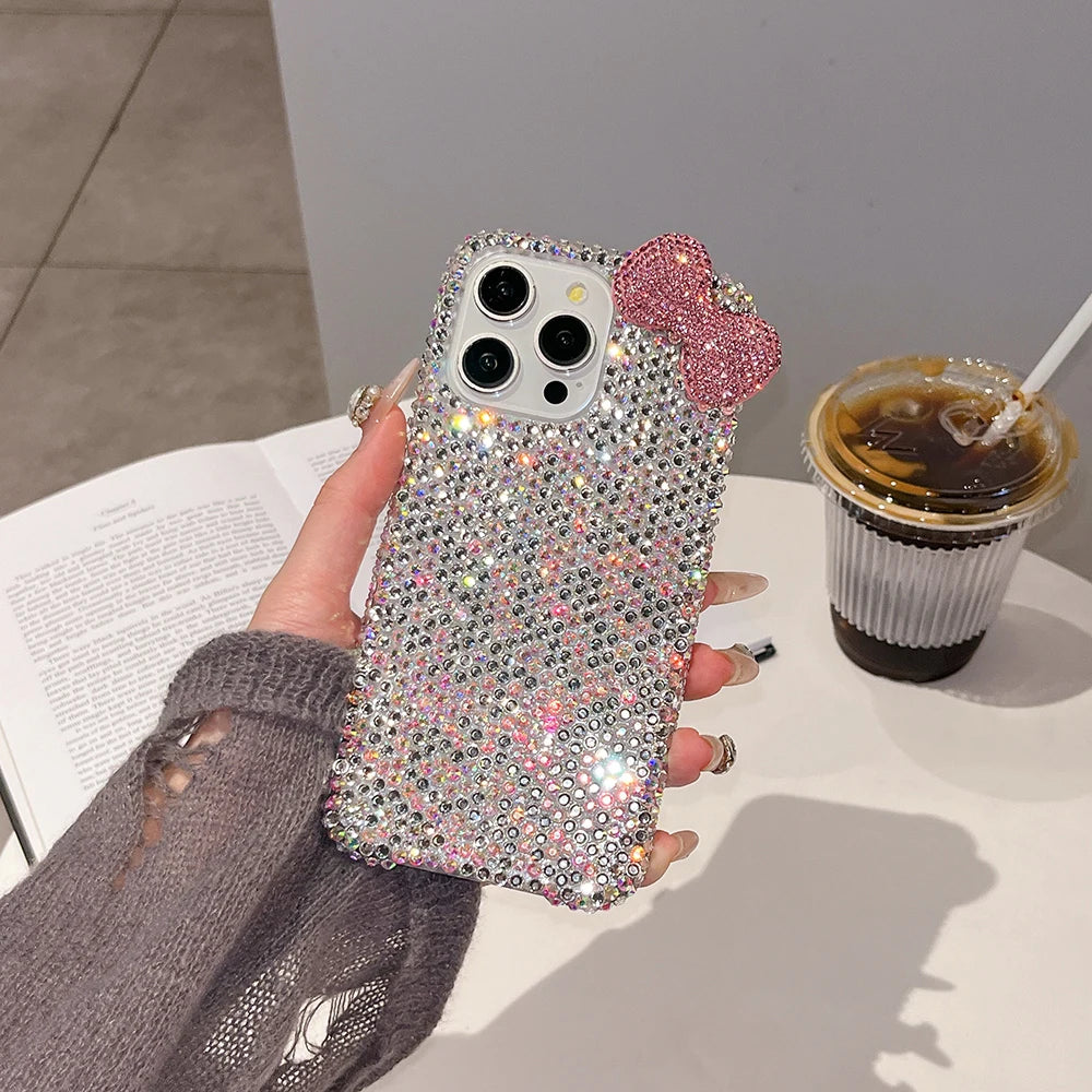 3D Bow Glitter Case — Crystal Diamond Bling Cover for iPhone