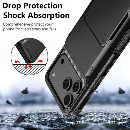 Wallet Case with Hidden Card Slot — Dual Layer Shockproof Protection