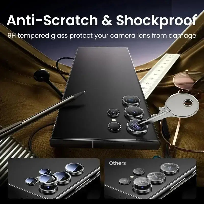 Metal Ring Camera Lens Protector for Samsung Galaxy — Full Cover Tempered Glass