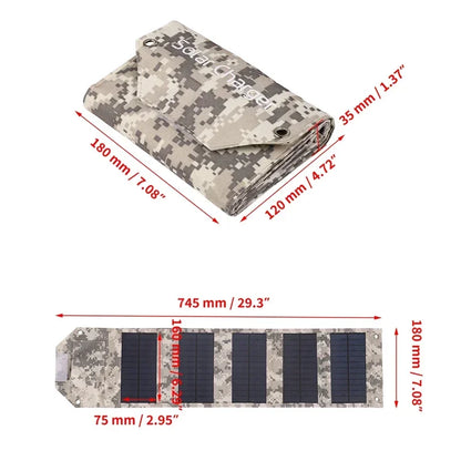 Foldable Solar Panel Charger — Waterproof USB Solar Charger for Camping & Outdoors