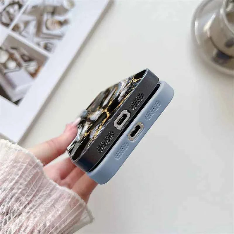 Marble Tempered Glass iPhone Case — Luxury Shockproof Cover