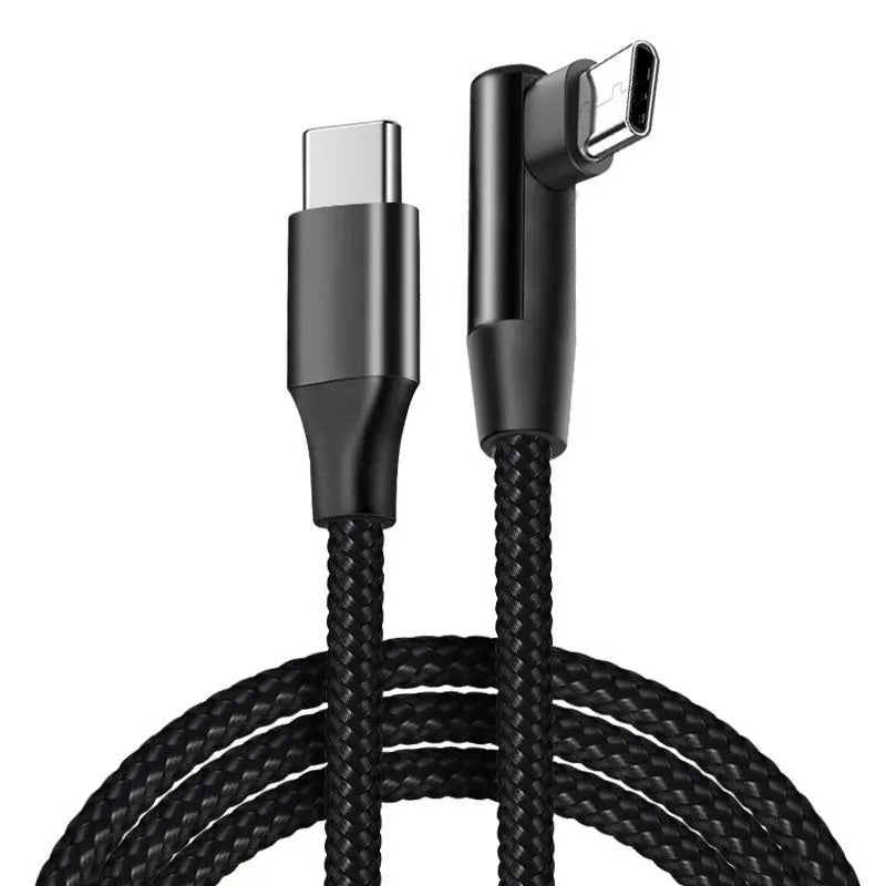 Short 90° USB-C Cable — 60W Fast Charging, Braided