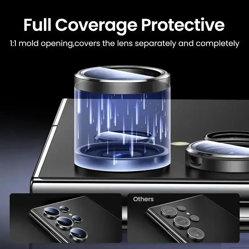 Metal Ring Camera Lens Protector for Samsung Galaxy — Full Cover Tempered Glass