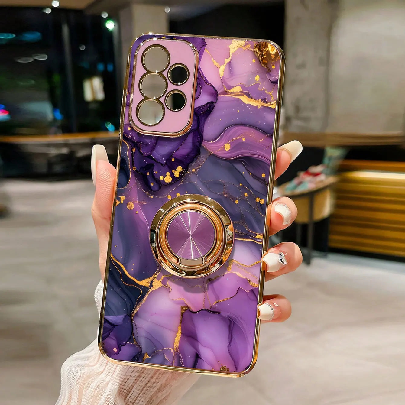 Luxury Marble Ring Holder Samsung Galaxy Case — Plating 360° Stand Cover