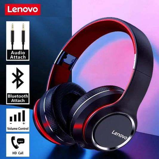 Lenovo HD200 Wireless Headphones — Over-Ear Bluetooth with Wired Mode & Folding Design