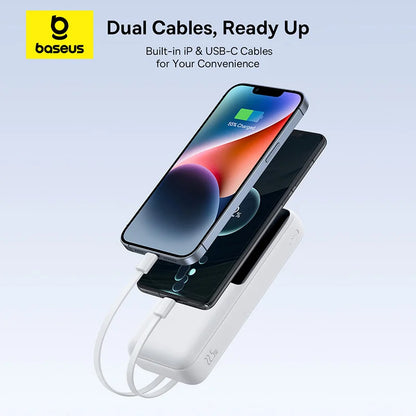 Baseus 20,000mAh Power Bank — 22.5W Fast Charging with Built-In Cables & LCD Display