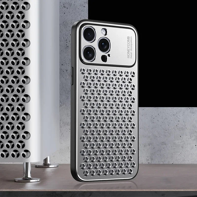 Aluminium Perforated Case — Breathable Metal Cooling Cover for iPhone