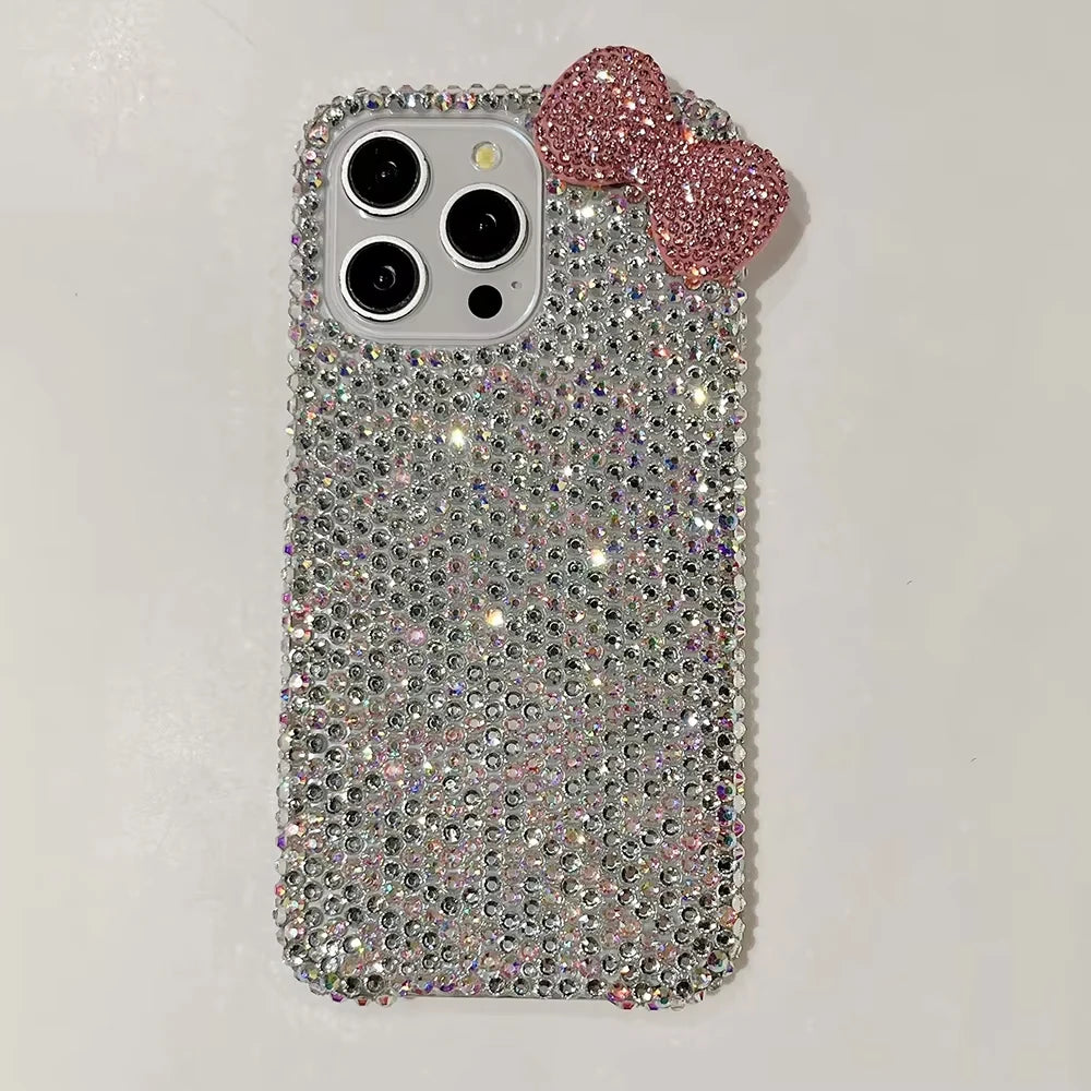 3D Bow Glitter Case — Crystal Diamond Bling Cover for iPhone