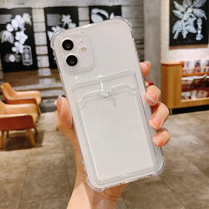 Clear Card Holder Samsung Galaxy Case — Shockproof Airbag Corner Cover