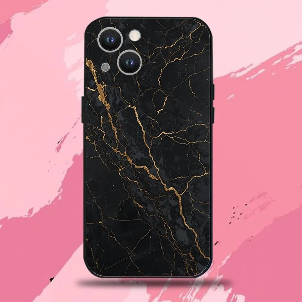 Black Gold Marble Case — Soft TPU Full Coverage Cover for iPhone
