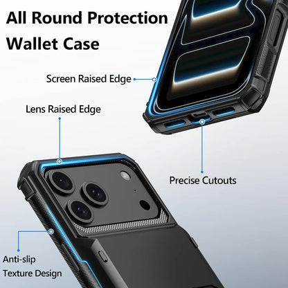 Wallet Case with Hidden Card Slot — Dual Layer Shockproof Protection