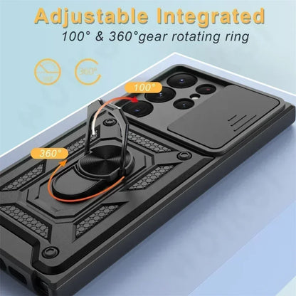 Armor Rotate Ring Stand Samsung Galaxy Case — Slide Lens Cover & Car Mount