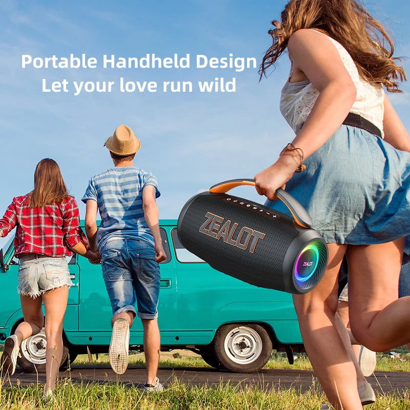 Zealot P12 Portable Bluetooth Speaker — 60W IPX6 Waterproof with Carry Handle