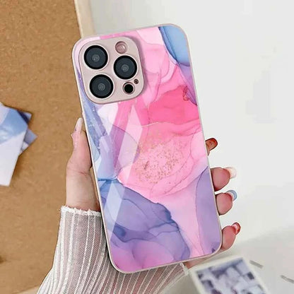 Marble Tempered Glass iPhone Case — Luxury Shockproof Cover
