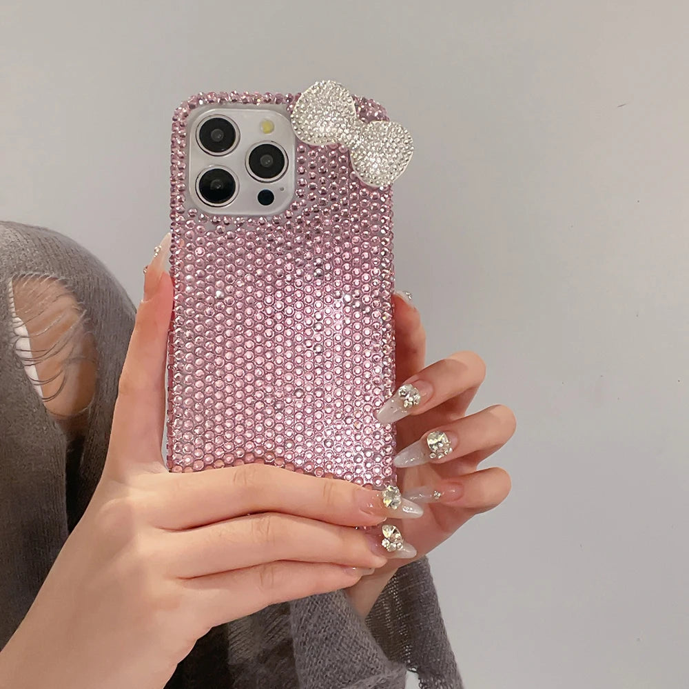 3D Bow Glitter Case — Crystal Diamond Bling Cover for iPhone
