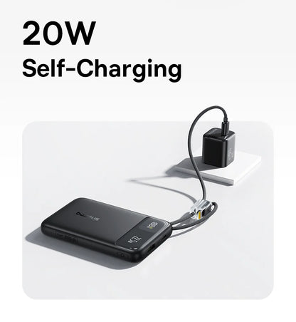Baseus 10,000mAh Power Bank — 22.5W Fast Charging with Dual Built-In USB-C Cables