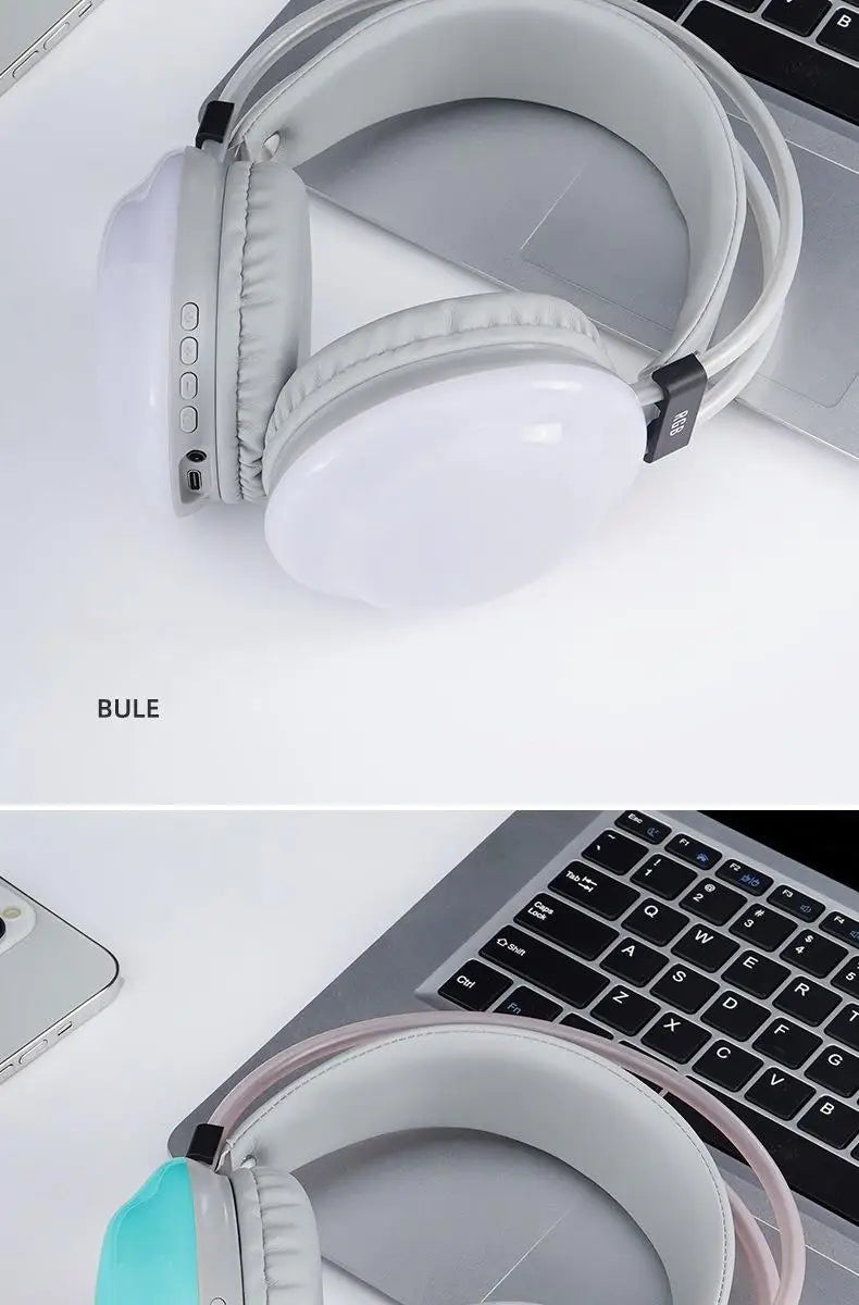 RGB Gaming Headphones — Wireless Bluetooth 5.3 Over-Ear with HD Mic