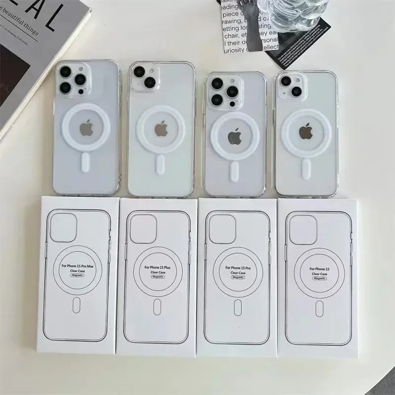 جراب MagSafe الشفاف لهاتف iPhone – غطاء شفاف للشحن اللاسلكي المغناطيسي