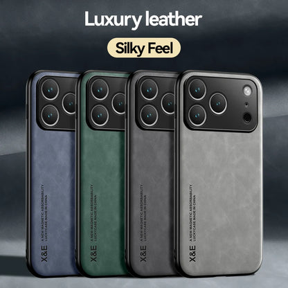 Luxury Leather iPhone Case — Magnetic with Metal Plate & Car Mount Support