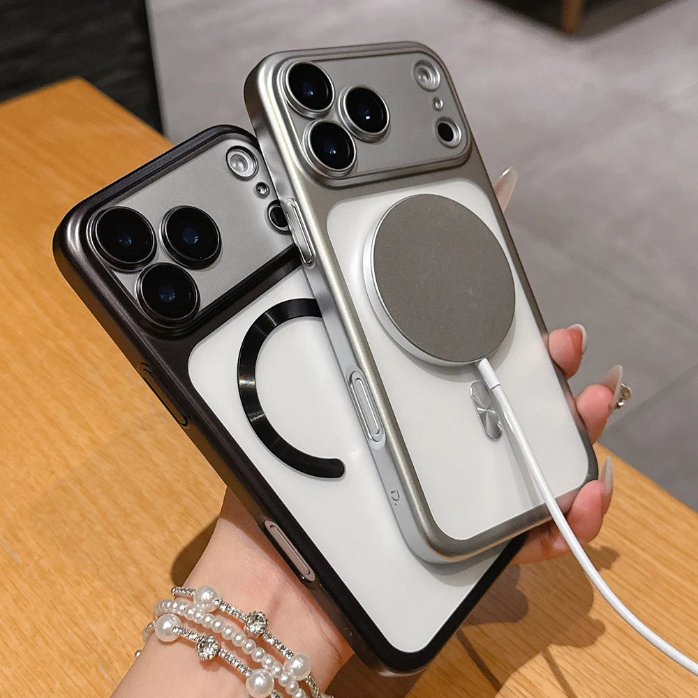 Luxury Matte Translucent iPhone 17 Case — MagSafe Magnetic Ring Cover