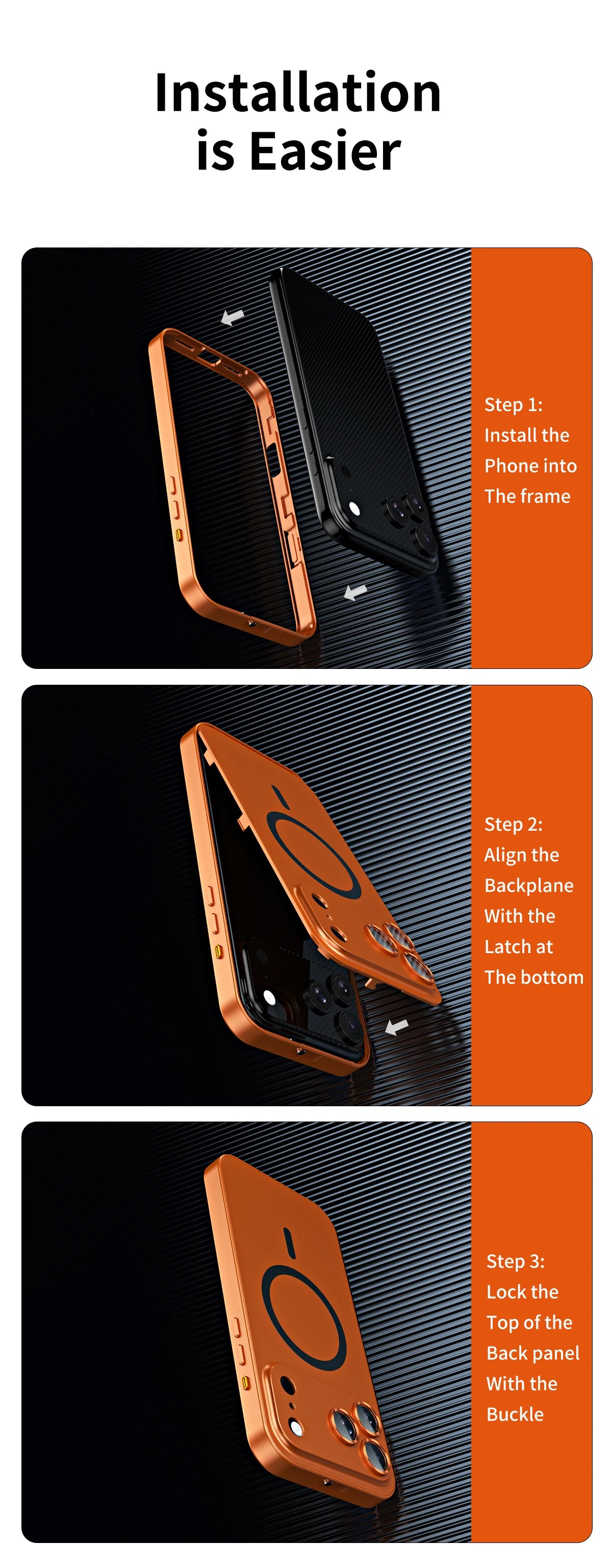 Aluminium Magnetic Case — MagSafe Metal Frame with Camera Lens Protection