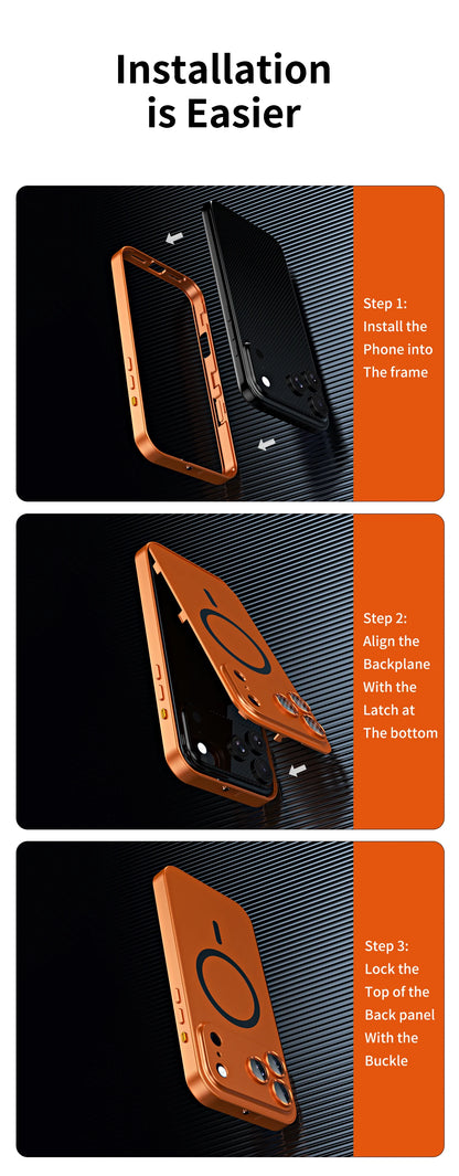Aluminium Magnetic Case — MagSafe Metal Frame with Camera Lens Protection
