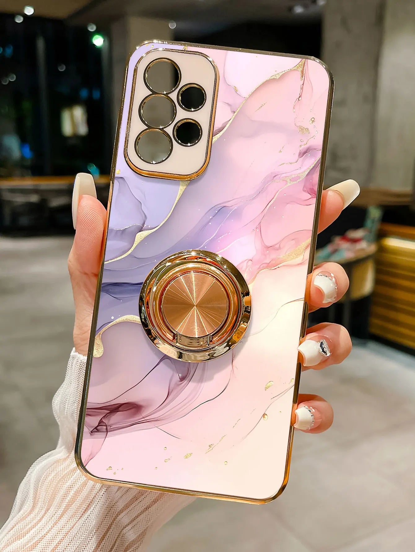 Luxury Marble Ring Holder Samsung Galaxy Case — Plating 360° Stand Cover