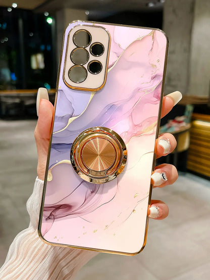 Luxury Marble Ring Holder Samsung Galaxy Case — Plating 360° Stand Cover