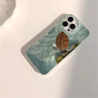 Turtle Print Case — Matte Chiffon Texture Full Coverage Cover for iPhone