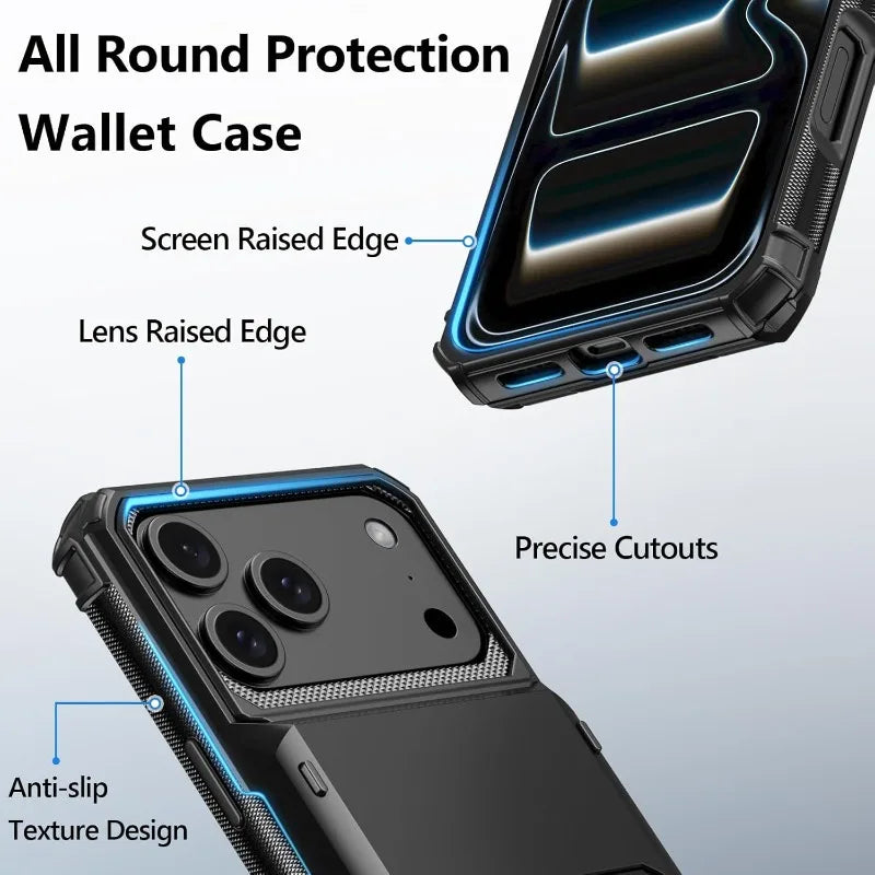 Wallet Case with Hidden Card Slot — Dual Layer Shockproof Protection