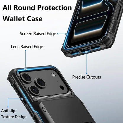 Wallet Case with Hidden Card Slot — Dual Layer Shockproof Protection