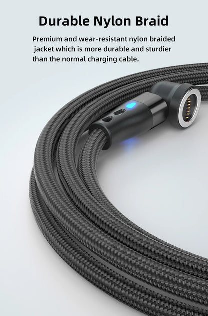 Magnetic Charging Cable — 540° Rotating 5A Fast Charge with USB-C, Lightning & Micro USB Tips