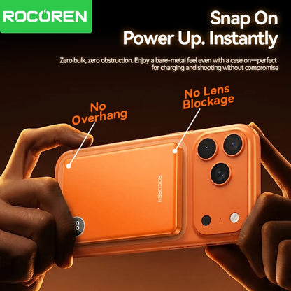 Rocoren Slim Magnetic Power Bank — 20W MagSafe Wireless Charger, 5,000 or 10,000mAh