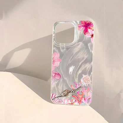 Turtle Print Case — Matte Chiffon Texture Full Coverage Cover for iPhone