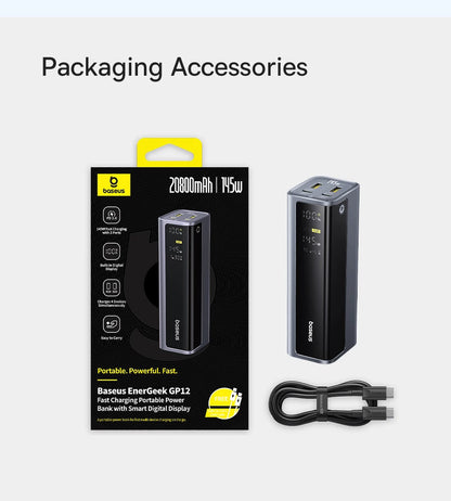 Baseus 20,800mAh Laptop Power Bank — 145W Total Output with 100W USB-C PD Fast Charging