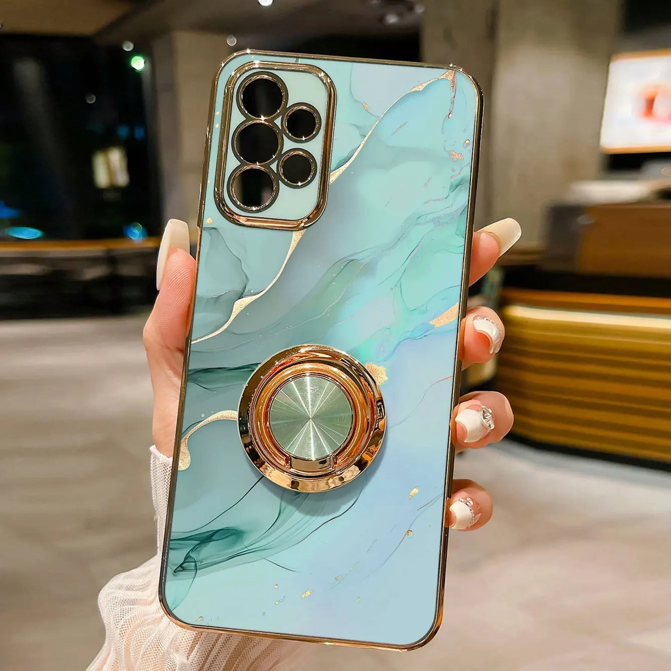 Luxury Marble Ring Holder Samsung Galaxy Case — Plating 360° Stand Cover