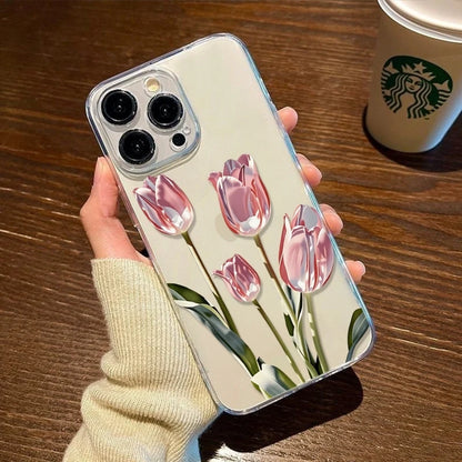 Tulip Print Clear Case — Soft TPU Floral Cover for iPhone
